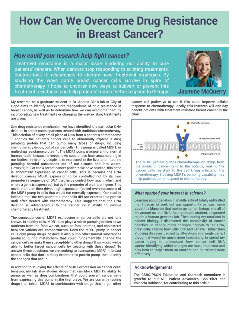 Resource on how we can overcome drug resistance in breast cancer